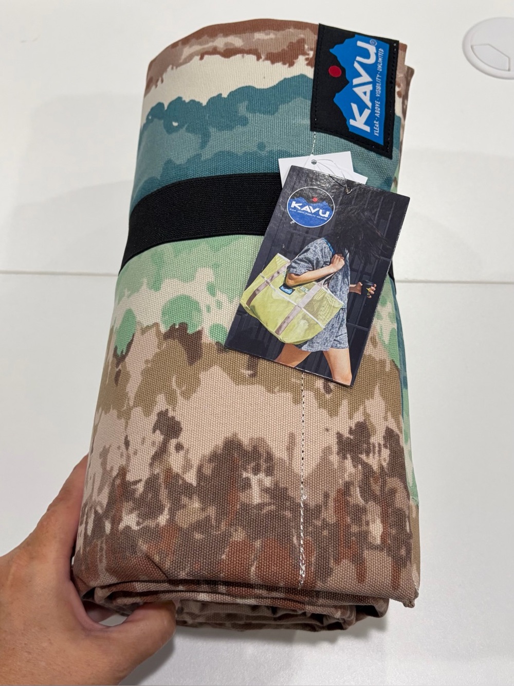 Kavu Swag Cotton Blanket 52x68" Rio Tye Dye NWT Teal Brown Cotton Canvas